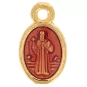 Ciondolo ovale con simbolo religioso / Medaglia 13 mm - Resina epossidica arancione - Doréx1