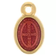 Ciondolo ovale con simbolo religioso / Medaglia 13 mm - Resina epossidica arancione - Doréx1