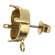 Orecchini a chiodo castone cabochon 4470 12 mm Dorato x2