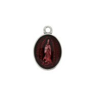 Medaglietta ovale simbolo religioso/resina eposs. 17x11mm Argento antico/Rosso x1|raw }}