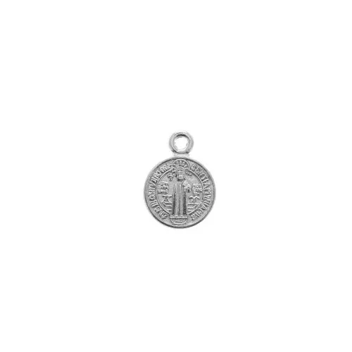 Medaglietta rotonda zamac / Croce 13x9mm Placcatura argento antico x1