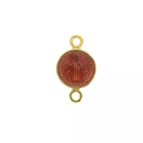 Distanziatore in zamac&resina eposs. - Santo16x9 mm  - Dorato / Rosso x1