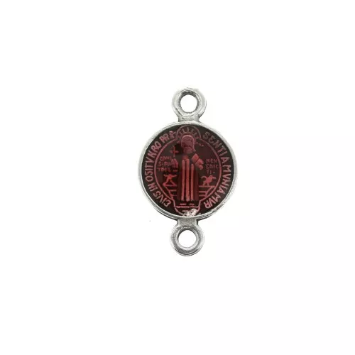 Distanziatore in zamac&resina eposs. - Santo16x9 mm Argento antico/Rosso x1