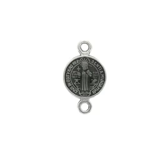 Distanziatore in zamac&resina eposs. - Santo16x9 mm Argento antico/Nero x1