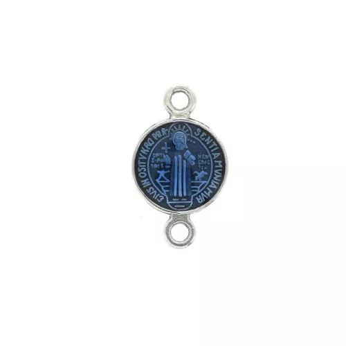 Distanziatore in zamac&resina eposs. - Santo16x9 mm Argento antico/Blu x1