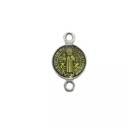 Distanziatore in zamac&resina eposs. - Santo16x9 mm Argento antico/Giallo x1