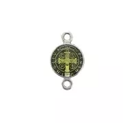 Distanziatore in zamac&resina eposs. - Santo16x9 mm Argento antico/Giallo x1