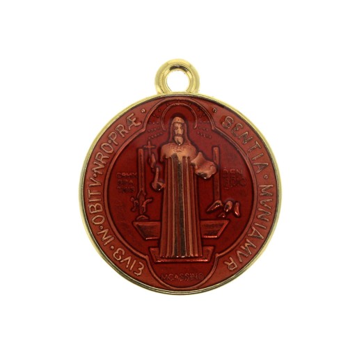 Medaglia in zamac & resina epossidica - simbolo religioso 23x20 mm - Dorato/Rosso