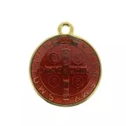 Medaglia in zamac & resina epossidica - simbolo religioso 23x20 mm - Dorato/Rosso