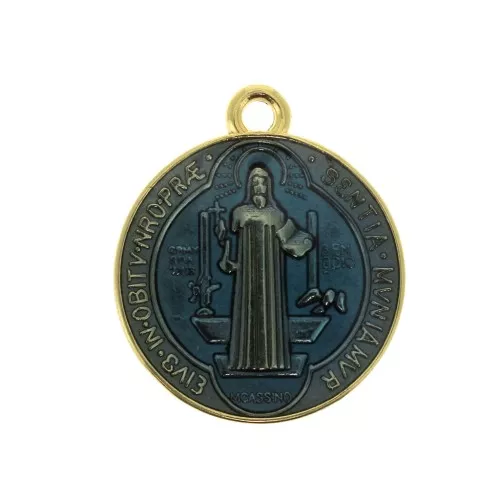 Medaglia in zamac & resina epossidica - simbolo religioso 23x20 mm - Dorato/Blu x1
