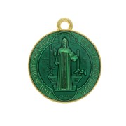Medaglia in zamac & resina epossidica- simbolo religioso 23x20 mm - Dorato/Verde