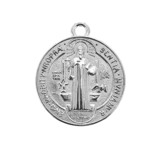 Medaglia in zamac simbolo religioso / Santo 23x20mm Placcatura argento antico