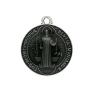 Medaglia in zamac simbolo religioso / Santo  23x20mm - Argento antico/Nero x1