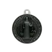 Medaglia in zamac simbolo religioso / Santo  23x20mm - Argento antico/Nero x1