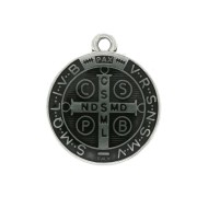 Medaglia in zamac simbolo religioso / Santo  23x20mm - Argento antico/Nero x1