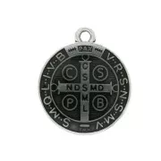Medaglia in zamac simbolo religioso / Santo  23x20mm - Argento antico/Nero x1