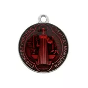 Medaglia in zamac simbolo religioso 23x20mm Argento antico/rosso x1