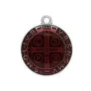 Medaglia in zamac simbolo religioso 23x20mm Argento antico/rosso x1