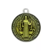 Medaglia in zamac/resina eposs. simbolo religioso 23x20mm Argento antico/giallo x1