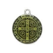 Medaglia in zamac/resina eposs. simbolo religioso 23x20mm Argento antico/giallo x1