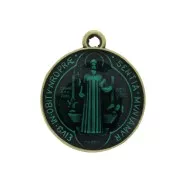 Medaglia in zamac/resina eposs. simbolo religioso  23x20 mm - Bronzo/verde x1