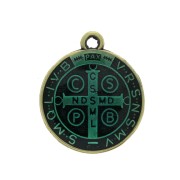 Medaglia in zamac/resina eposs. simbolo religioso 23x20 mm - Bronzo/verde x1