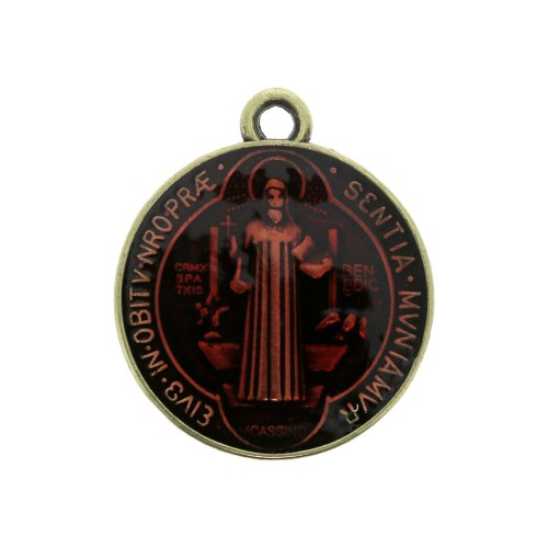 Medaglia in zamac/resina eposs. simbolo religioso 23x20mm - Bronzo/rosso x1