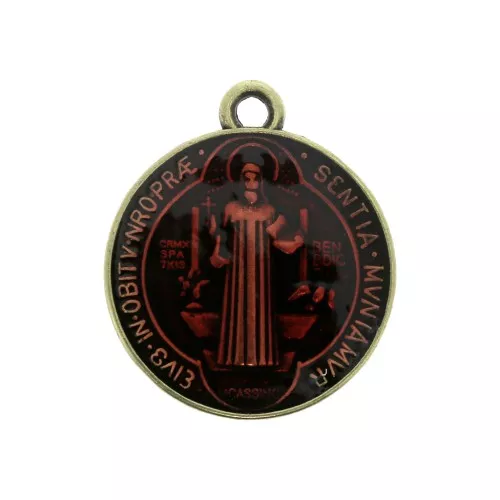 Medaglia in zamac/resina eposs. simbolo religioso  23x20mm - Bronzo/rosso x1
