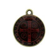 Medaglia in zamac/resina eposs. simbolo religioso  23x20mm - Bronzo/rosso x1