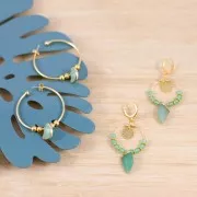 Mini pendente con pietra sintetica 20 mm Lapislazzuli/Dorato x1