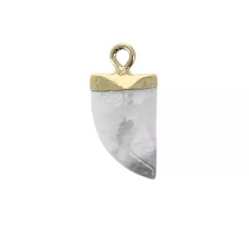 Mini pendente con pietra sintetica 20 mm Howlite / Dorato x1