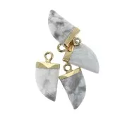 Mini pendente con pietra sintetica 20 mm Howlite / Dorato x1