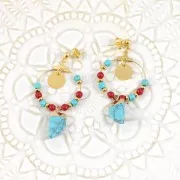 Mini pendente con pietra sintetica 20 mm Howlite / Dorato x1