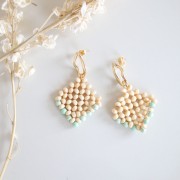 Pendente losanga con perline di legno 34 mm per creazione di bijoux x1