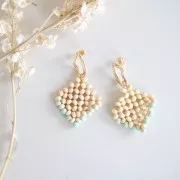 Pendente losanga con perline di legno 34 mm per creazione di bijoux x1