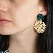 Pendente losanga con perline di legno 35 mm per creazione di bijoux x1