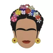 Pendente ovale Mexicaine  in legno tinto 54x41 mm - Multicolore/Bianco x1