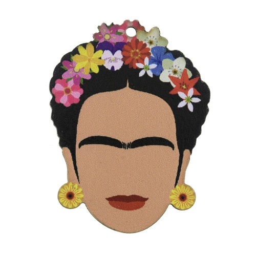 Pendente ovale Mexicaine  in legno tinto 54x41 mm - Multicolore/Bianco x1