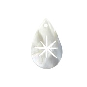 Pendentif goutte ajouré étoile en Nacre - 29x17 mm pour la création de bijoux x2
