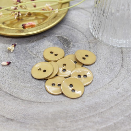 Bottone madreperla Atelier Brunette - Glossy 10 mm Senape x1