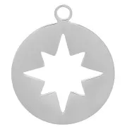 Ciondolo forato stella 14 mm en Acier inox pour la création de bijoux x1