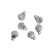 Mini ciondoli a conchiglia 7,5x6 mm - Acciaio inossidabile 316L x10