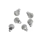 Mini ciondoli a conchiglia 7,5x6 mm - Acciaio inossidabile 316L x10
