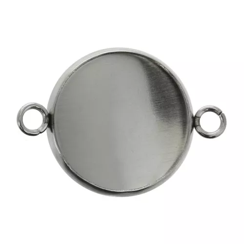 Distanziatore anellini aperti per cabochon fondo piatto 18 mm Acciaio inox x1