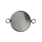 Distanziatore anellini aperti per cabochon fondo piatto 16 mm Acciaio inox  x1|raw }}