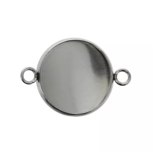 Distanziatore anellini aperti per cabochon fondo piatto 16 mm Acciaio inox x1