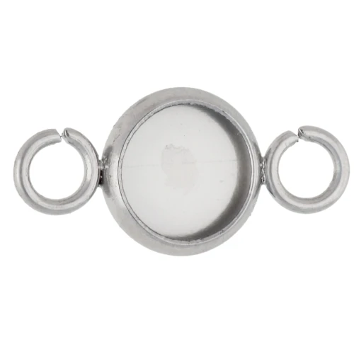 Anello aperto per cabochon a fondo piatto da 6 mm - Acciaio inossidabile x1