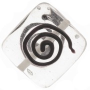 Perla Quadrata decorazione spirale mm. 20.5 Crystal x1