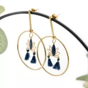 Pendenti in ottone e resina epossidica 15x16 mm Argento / Corallo x4