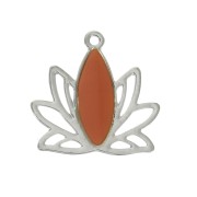 Pendenti in ottone e resina epossidica 15x16 mm Argento / Terracotta x4|raw }}